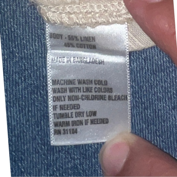 J.Jill Linen Blend Tunic Top Neutral Beige Minimalist 3/4 Sleeve Boho Chic L - Picture 5 of 5